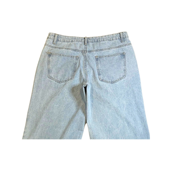 Edikted Raelynn Jeans Wide Leg 100% Cotton Light Blue Denim Women’s Size Large - Picture 5 of 9